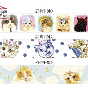15 mm breed | Tokotoko Circus - Modieuze Trendy Cat 1 / Werkende Kat / Prins Kat op de Wolk Washi Masking Tape