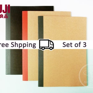 Muji A5 Kraft Quaderno con griglia/vuoto/a righe - Carta millimetrata, agenda, appunti, agenda, diario - Set di 3