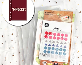 10pcs 1-Pocket Sleeves A5 6-Ring Binder Insert Refill for Collection, Storage of Stickers, Cards, Tickets Stubs, Photos, Collectibles