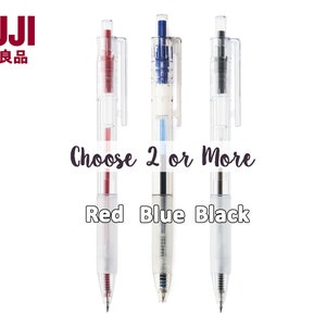 Muji 0.7mm Polycarbonate Retractable Ball Point / Ballpoint Pen with Rubber Grip (Red, Blue, Black)