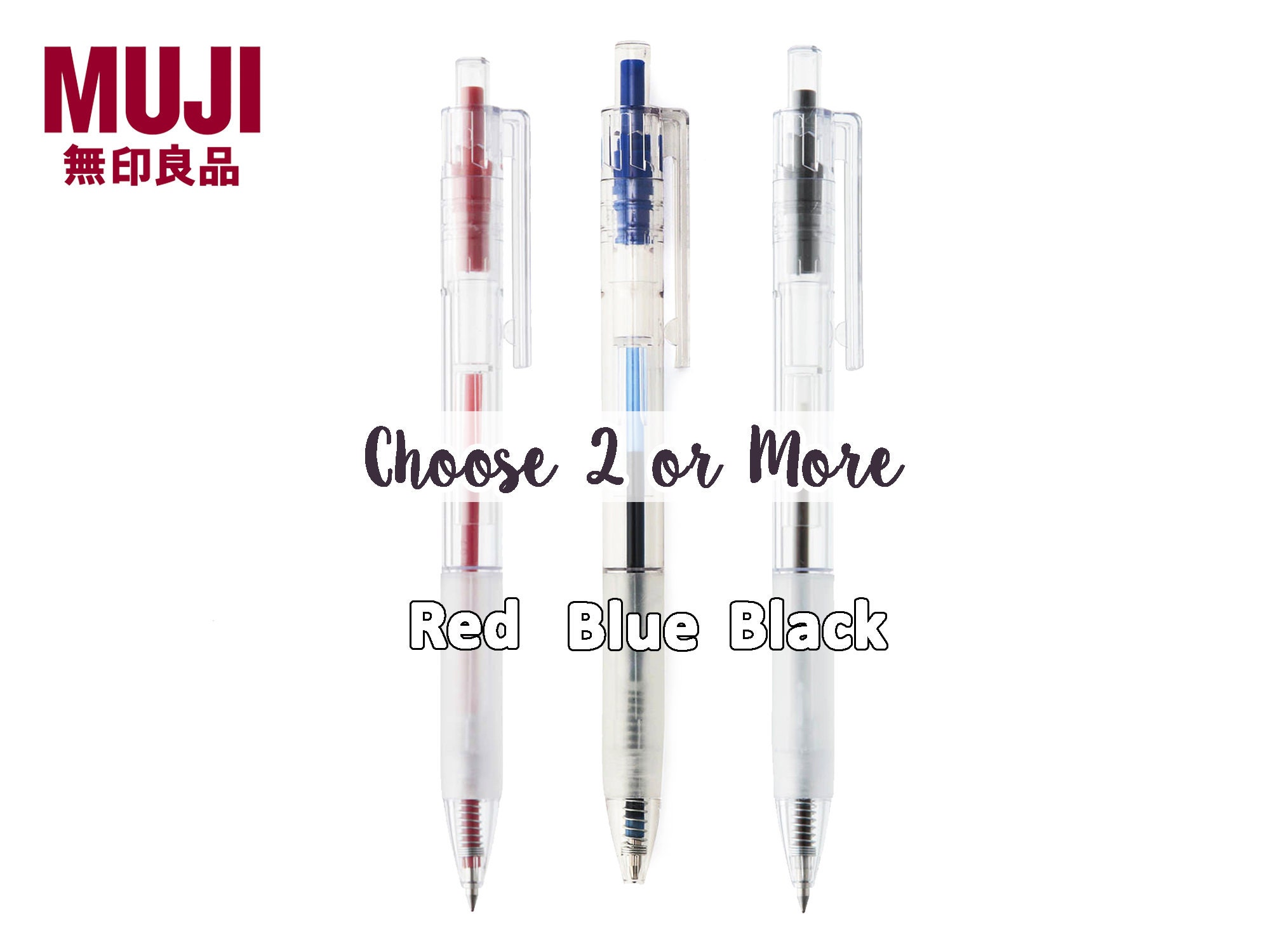 Penna a sfera retrattile Muji da 0,7 mm in policarbonato con impugnatura in  gomma rosso, blu, nero -  Italia