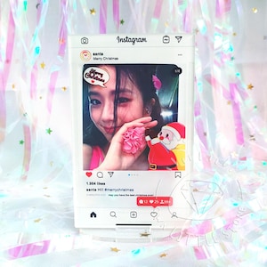 Moldura de acrílico para fotos de mídia social, porta-retratos de Natal, porta-cartões, suporte para exibição de fotos, porta-retratos para Kpop, cartão de fotos