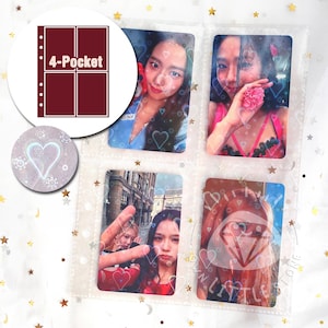 10 peças 4 bolsos coração holográfico mangas cartão protetor A5 6-argolas fichário inserir recarga para coleção, armazenamento de Kpop Photocard, mini foto