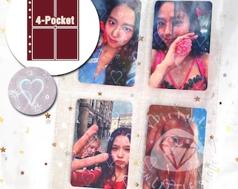 10pcs 4-Pocket Heart Holographic Sleeves Card Protector A5 6-Ring Binder Insert Refill for Collection, Storage of Kpop Photocard, Mini Photo
