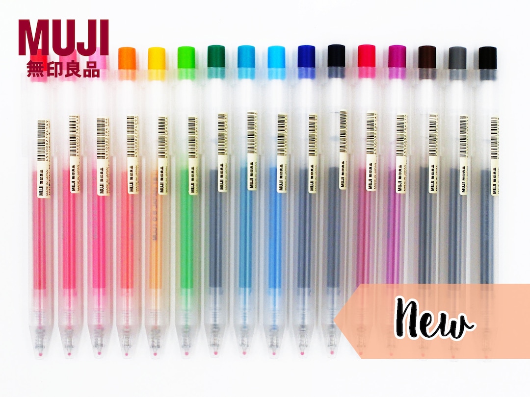 Set of 10 Color Pens MUJI Gel Ink Ball Point Pen 0.5 Knock Type Made In  Japan