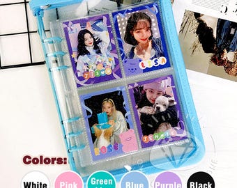 A5 6-Ring Zip Zipper Glitter Transparent PVC Binder / Photo Card Collection Album / Storage for Kpop Photocard, Fujifilm Instax Mini Photo