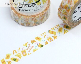15 mm bredd | Rund topp - Rymdfarkost - Bananjuice Washi-maskeringstejp