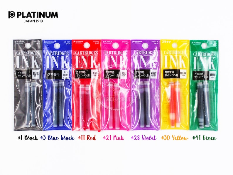 7 Pack 7 Colors SPN-100A Refill Cartridges Ink for Platinum Preppy Fountain Pen