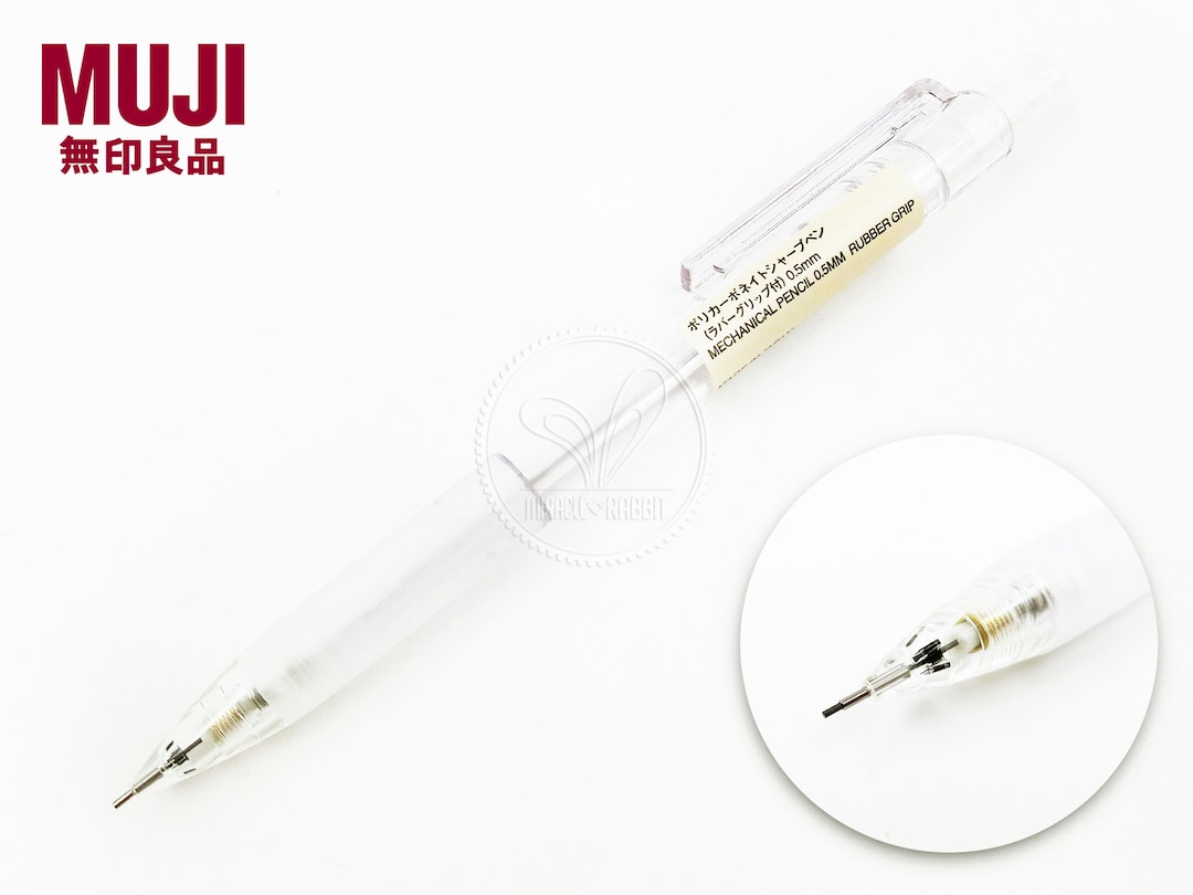Muji 0.5mm Clear Barrel Polycarbonate Mechanical Pencil With Rubber