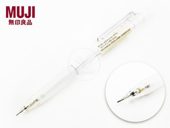 Black - Small 3 Pcs Rubber Grip 3 Pcs & MUJI Eraser MUJI Polycarbonate Mechanical Pencil W 