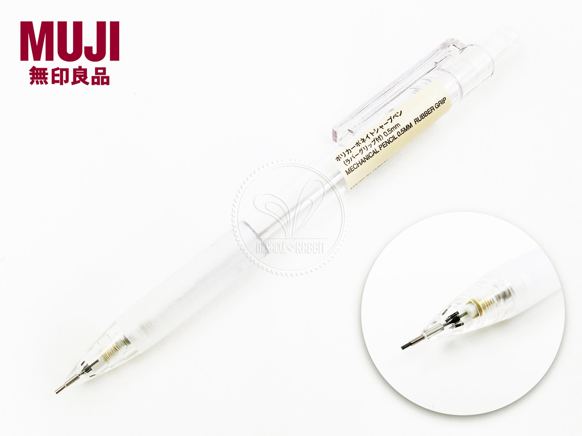 Muji 0.5mm Clear Barrel Polycarbonate Mechanical Pencil With Rubber Grip -   Ireland