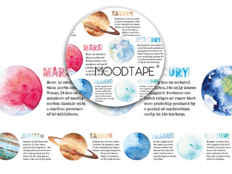 Astronomy Encyclopedia Educational Washi Masking Tape 29mm width Moodtape Planet