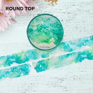15 mm breed | Ronde bovenkant - slapeloosheidsontwerp - Green Windy Forest aquarel vlek Washi masking tape