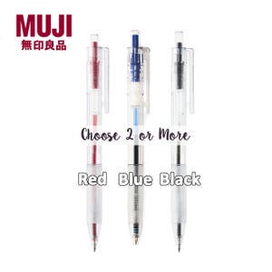 Muji 0.7mm Polycarbonate Retractable Ball Point / Ballpoint Pen with Rubber Grip (Red, Blue, Black)