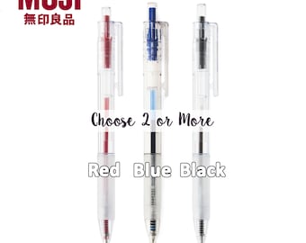 Muji 0.7mm Polycarbonate Retractable Ball Point / Ballpoint Pen with Rubber Grip (Red, Blue, Black)