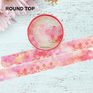 15 mm breed | Ronde top - slapeloosheid ontwerp - roze vrolijke bloei bloemen aquarel vlek Washi masking tape