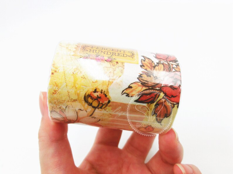 Vintage Watercolor Floral /& Label Collage Washi Masking Tape Moodtape 57mm width