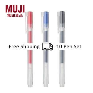 Bolígrafos de tinta gel Muji de 0,7 mm (nueva versión) - Juego de 10 bolígrafos