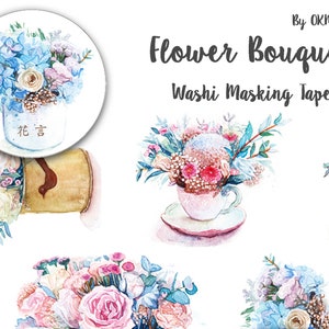 45mm width | OKMT TAPE - Floral / Flower Bouquet Washi Masking Tape