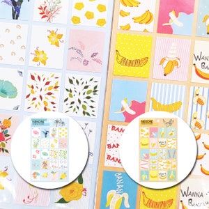 Nekoni - Feuille d'autocollants pour emballage cadeau fleur/banane No.85358 No.85360