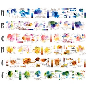 48 mm breed | Moodtape - aquarelkleurenpalet Washi-afplaktape kleurenmengtest