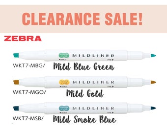 CLEARANCE SALE! Zebra Mildliner Highlighters / Twin Tip / Double Sided / Double Ended (Fine + Bold Point)