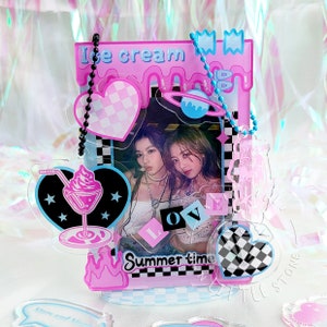 Porta-fotos de acrílico fofo para sorvete, porta-cartões para fotos, porta-retratos para Kpop, cartão fotográfico, Fujifilm Instax Mini Photo