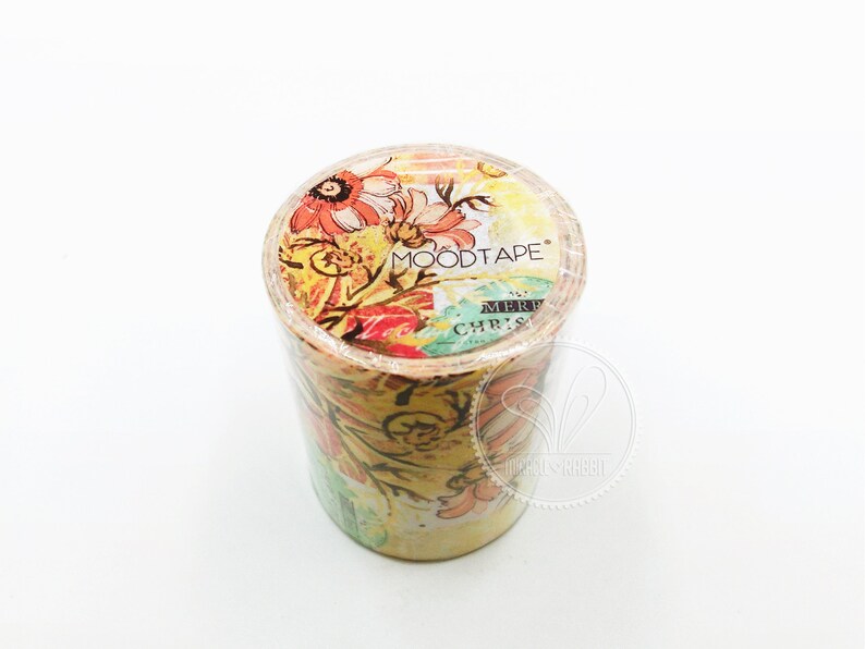 Vintage Watercolor Floral /& Label Collage Washi Masking Tape Moodtape 57mm width