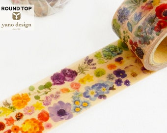 30mm width | Round Top - Yano Design - Flower Line 30mm - Botanical & Antique Floral Washi Masking Tape