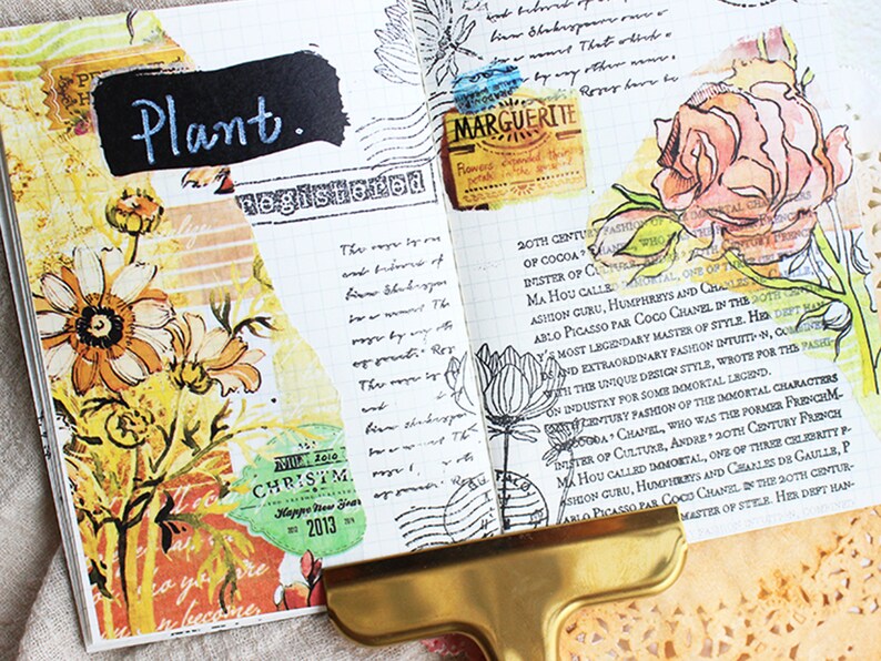 Vintage Watercolor Floral /& Label Collage Washi Masking Tape Moodtape 57mm width