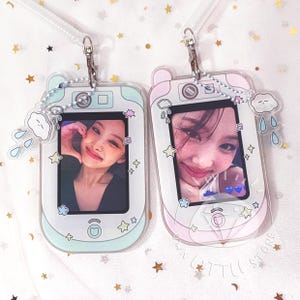 Portafoto in acrilico per cellulare con portachiavi, portafoto a caricamento dall'alto, portafoto per foto Kpop
