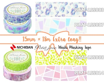 15mm×18m Extra long! | Nichiban Petit Joie Pansy Flower / Stained Glass / Branches with Leaves Washi Masking Tape