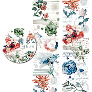 60 mm de ancho / OKMT TAPE - Carta de amor con cinta adhesiva Washi de flores