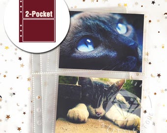 10pcs 2-Pocket Sleeves A5 6-Ring Binder Insert Refill for Collection, Storage of 3R Photos, Cards, Collectibles