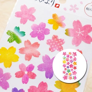 Mind Wave - Bunter Aquarell Sakura Kirschblüte Blume Form japanischer Sticker Bogen No.21744