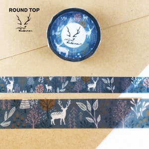 15 mm breed | Round Top - MiriKulo:rer - Herten in bostekening Washi Masking Tape