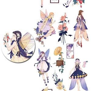 85 mm breed | OKMT TAPE - Elf Fairy Anime Meisjes met bloemen PET-afplakband
