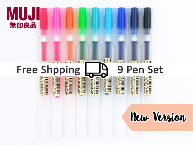 Muji 0.38mm Gel Ink Pens new Version 9 Pen Set Etsy