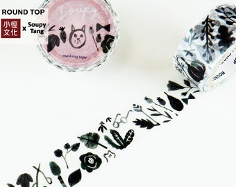 20mm width | Round Top - Shoukei x Soupy Tang - Pattern / Plant Ink Wash Painting Washi Masking Tape