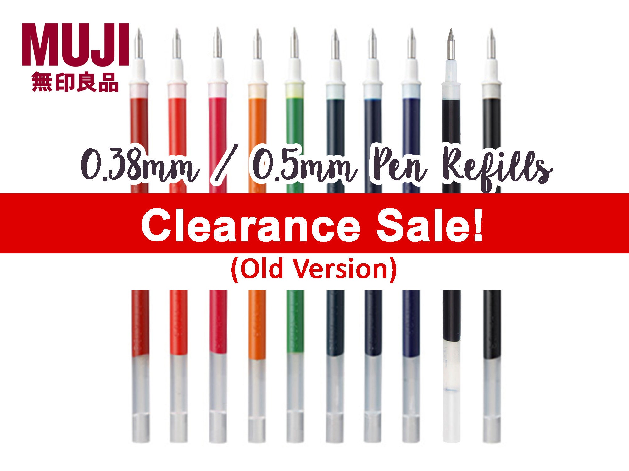 Muji 0.5mm Gel Ink Pens new Version 10 Pen Set 