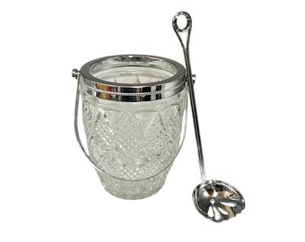Vintage French Glass Ice Bucket 1960s Barware Retro Cocktail Cooler