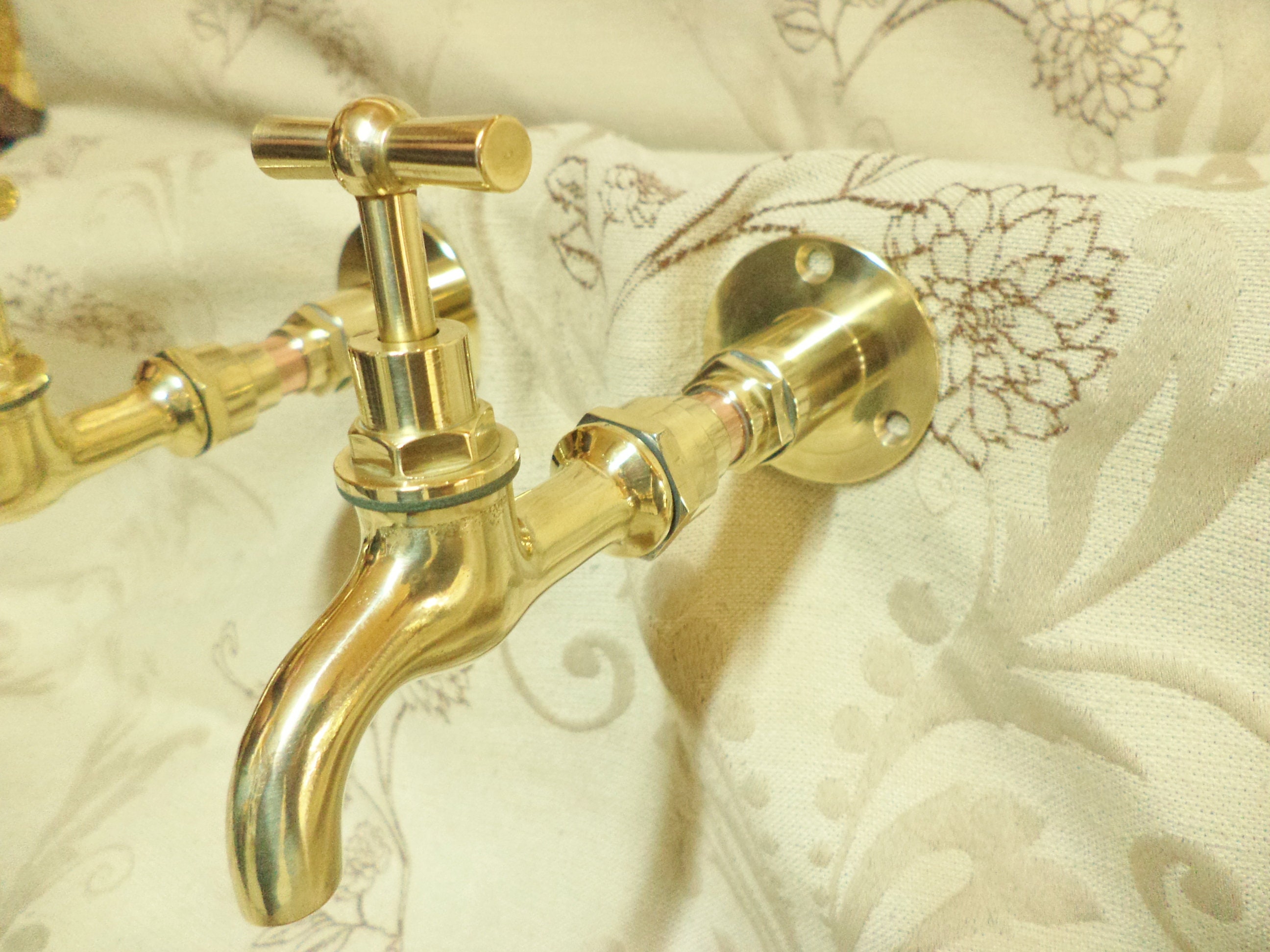 Belfast sink taps Brass bathroom taps Brass wall mounted Etsy