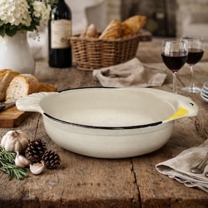 Vintage French Ceramic Duck Dish Farmhouse Goose Head Baking Pan Rustic Serving Pot