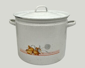 Vintage French Enamel Stockpot, Large 15 Litre Kitchen Cooking Pot, Farmhouse Kitchenalia, Farmhouse Kitchen Chic, Gift for Cook (A22)