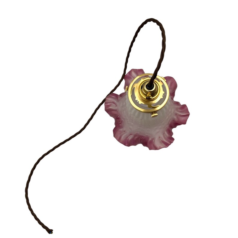 French Tulip Shaped Lampshade Made From Frosted Glass With New UK