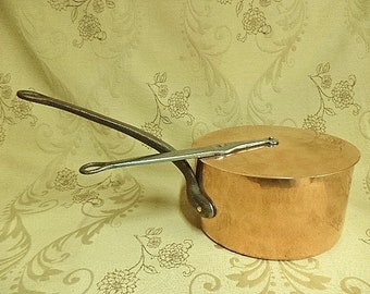 Professional Copper Pan,Copper pan, Copper pan and lid, Vintage copper pan, Copper pot 25cm, Copper saucepan , (296FE)
