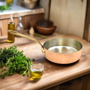 Vintage French Copper Frying Pan: Hand-Tinned, 16cm, Made in France