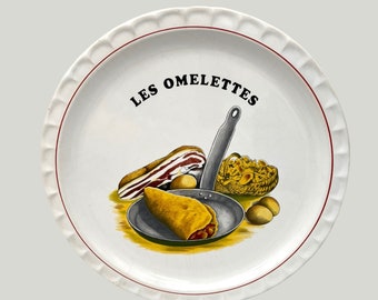 French Omelette Serving Plate, Shabby Chic Large Ceramic Omelette Platter 31cm, Les Omelettes Serving Plate, French Tableware (B50)