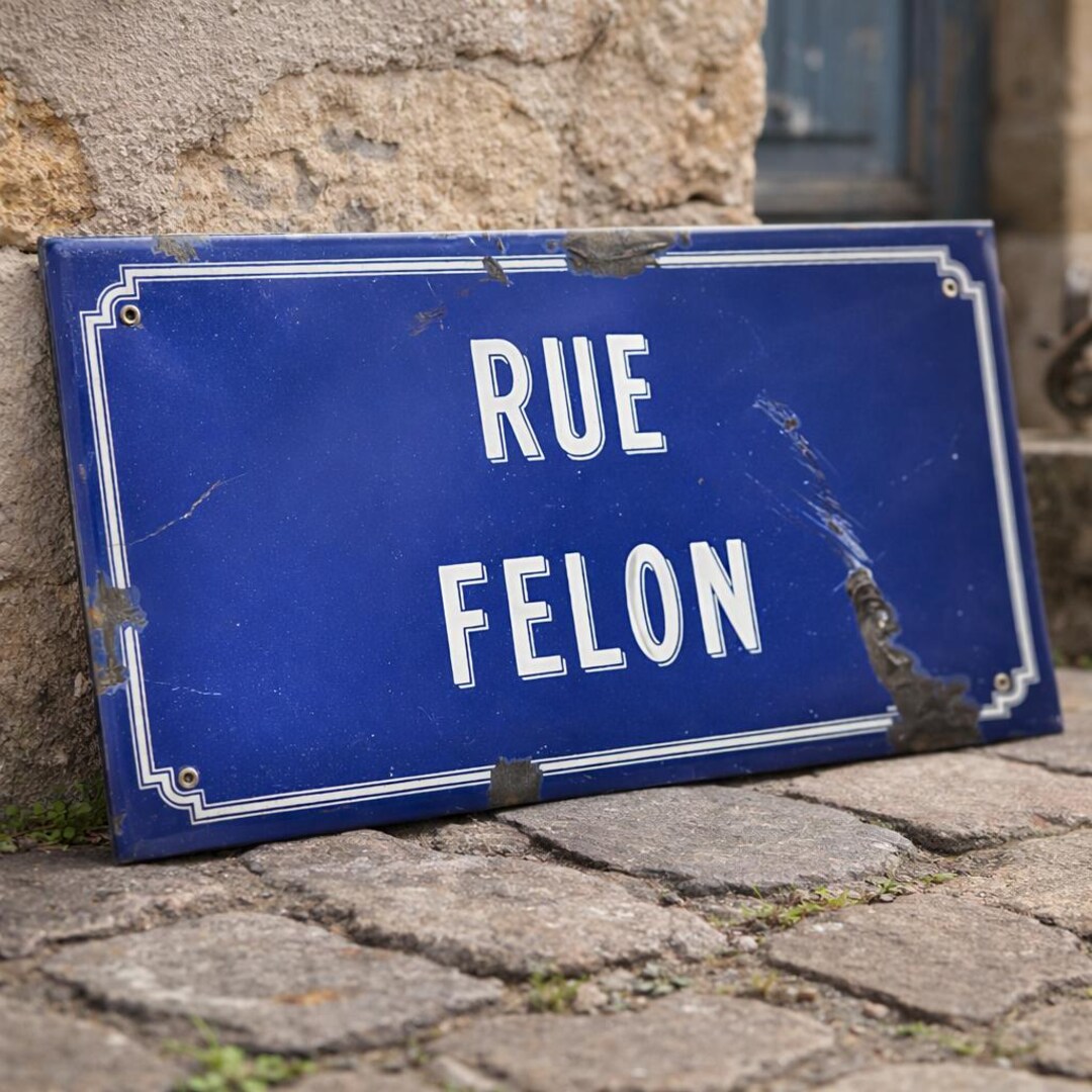Vintage French Enamel Road Sign – Metal Rue Felon - (felon/criminal ...