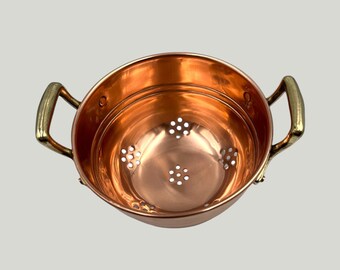 Small Copper Colander, French Copper Sieve, Copper Strainer, French Colander, Farmhouse Kitchen, Copper Kitchenalia (C37)